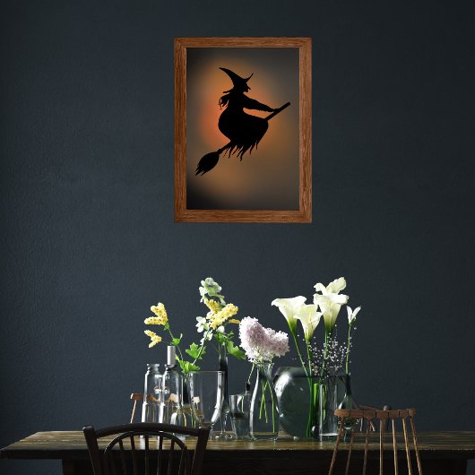 Halloween Spooky Heks bezem Poster
