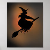 Halloween Spooky Heks bezem Poster (Voorkant)