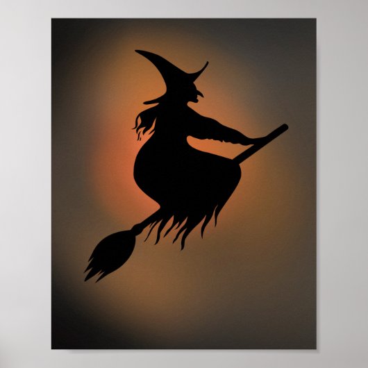 Halloween Spooky Heks bezem Poster (Voorkant)