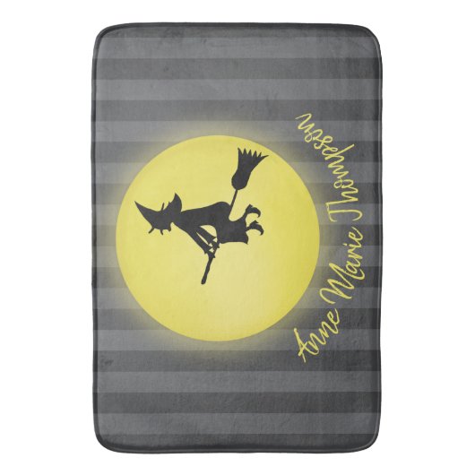 Halloween Spooky Heks Broomstick Moonlight Badmat (Voorkant Verticaal)