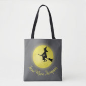 Halloween Spooky Heks Broomstick Moonlight Tote Bag (Voorkant)