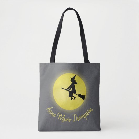Halloween Spooky Heks Broomstick Moonlight Tote Bag (Voorkant)