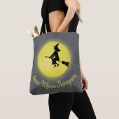Halloween Spooky Heks Broomstick Moonlight Tote Bag (Dichtbij)