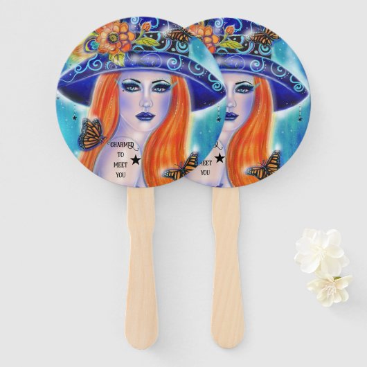 Halloween spooky heksenfeest hand fan handwaaier (Voorkant en achterkant)
