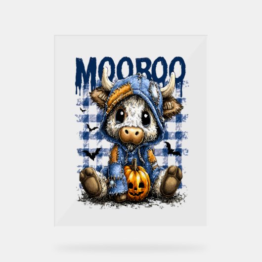Halloween Spooky Highland Koe Acryl Bord (Voorkant)