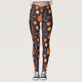 Halloween Spooky House Bats Trees Pumpkin Festive Leggings (Voorkant)