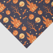 Halloween Spooky House Bats Trees Pumpkin Festive Tissuepapier (Detail)