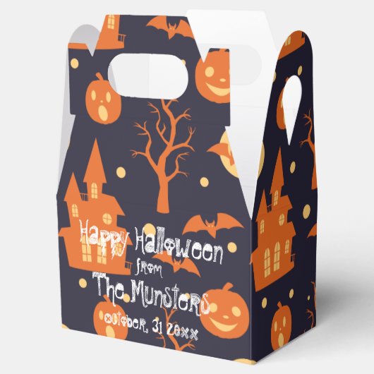 Halloween Spooky House Bats Trees Pumpkin Party Bedankdoosjes (Geopend)