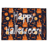 Halloween Spooky House Bats Trees Pumpkin Pattern Groot Cadeauzakje (Achterkant)