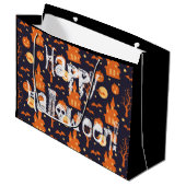Halloween Spooky House Bats Trees Pumpkin Pattern Groot Cadeauzakje (Voorkant Gekanteld)
