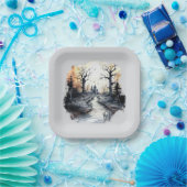 Halloween Spooky House Papieren Bordje (Feest)