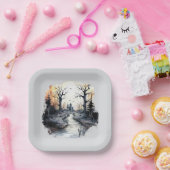 Halloween Spooky House Papieren Bordje (Feest)