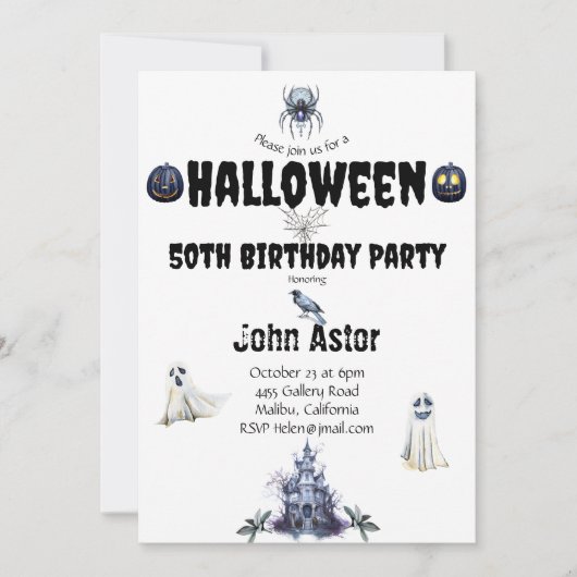 Halloween Spooky Kaart (Voorkant)