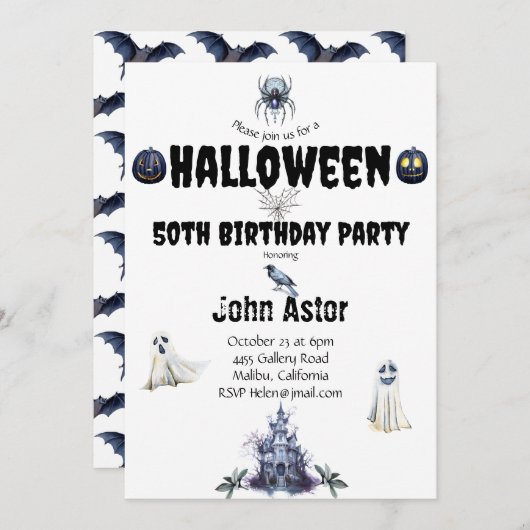 Halloween Spooky Kaart (Voorkant / Achterkant)