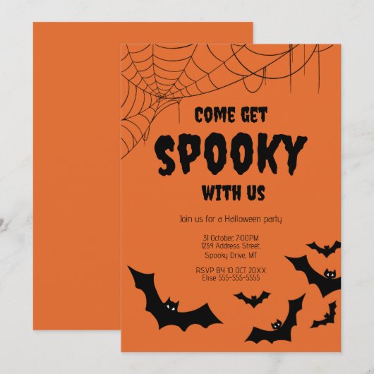 Halloween Spooky Kantoor Party Uitnodiging (Voorkant / Achterkant)