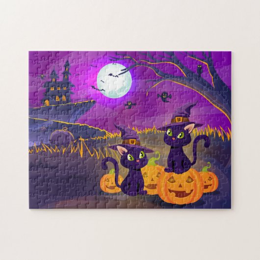 Halloween Spooky Katten Jigsaw Puzzel (Horizontaal)