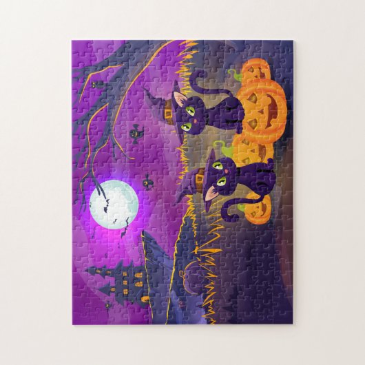 Halloween Spooky Katten Jigsaw Puzzel (Verticaal)