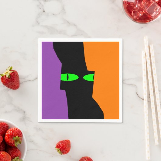 Halloween Spooky Kooky Black Cat Eyes Servet (Insitu)