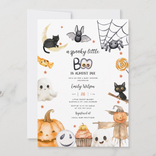 Halloween Spooky Little Boo Baby shower Kaart (Voorkant)