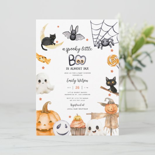 Halloween Spooky Little Boo Baby shower Kaart (Staand voorkant)