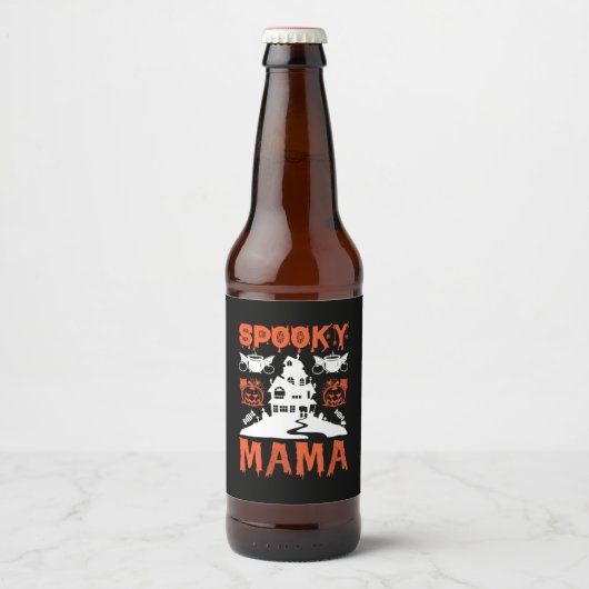 Halloween Spooky Mama Birthday Bier Etiket (Voorkant)