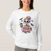 Halloween Spooky Mama Coffee Skeleton Custom T-shirt (Voorkant)
