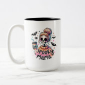 Halloween Spooky Mama Coffee Skeleton Custom Tweekleurige Koffiemok (Links)