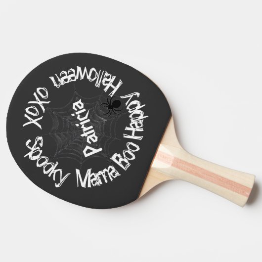 Halloween Spooky Mama Trendy Scary Black White Tafeltennisbatje (Zijkant)