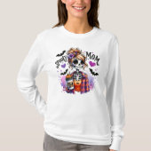 Halloween Spooky Mom Skeleton Messy Bun Custom T-shirt (Voorkant)