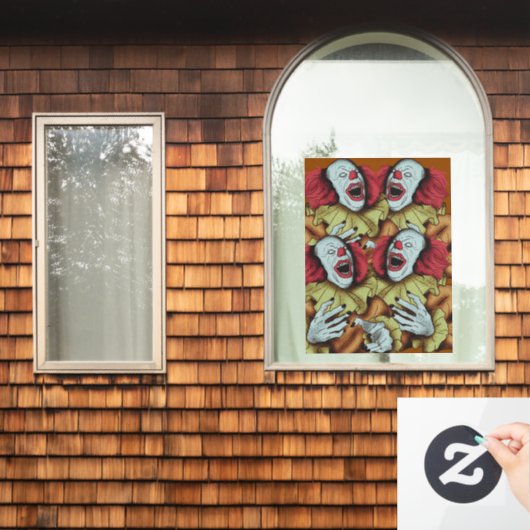 Halloween Spooky Moody Kleurrijke Clown Raamsticker (Huis Raam)