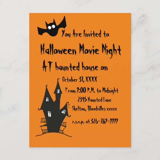 Halloween Spooky Movie Night Uitnodiging Briefkaar (Voorkant)