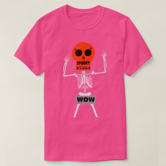Halloween Spooky Night Brave Skeleton Wow T-shirt (Design voorkant)