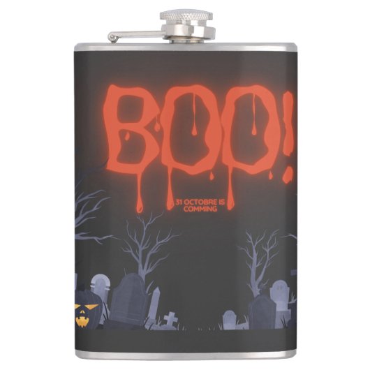Halloween Spooky Night Graveyard Pumpkin Heupfles (Voorkant)