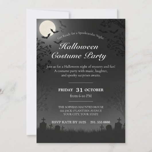 Halloween Spooky Night Uitnodiging (Achterkant)