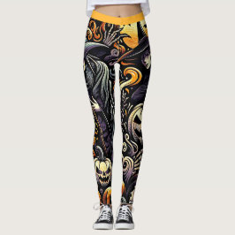 Halloween: Spooky Night van Heksen en Pompoenen Leggings