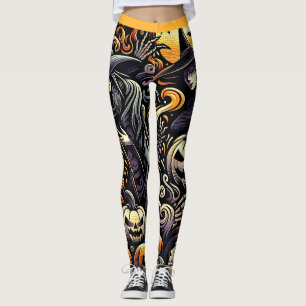 Halloween: Spooky Night van Heksen en Pompoenen Leggings