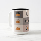 Halloween Spooky Nights Two-Tone Mok. Tweekleurige Koffiemok (Voorkant links)