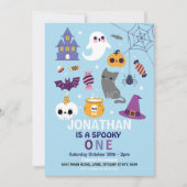Halloween Spooky ONE 1st Birthday Party Boys Kaart (Voorkant)