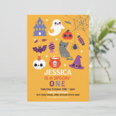 Halloween Spooky ONE 1st Birthday Party Kaart (Staand voorkant)