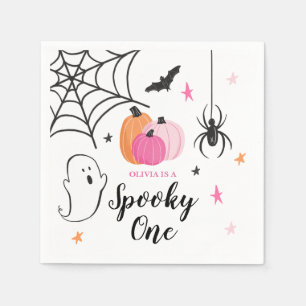 Halloween Spooky ONE 1ST Birthday roze pomkins Servet