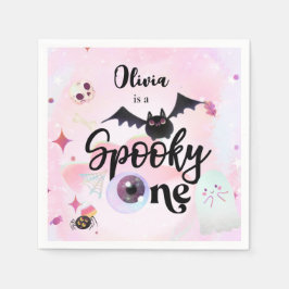 Halloween Spooky ONE 1ST Verjaardag roze Servet