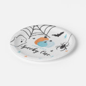 Halloween Spooky One Birthday Blue Pumpkins Papieren Bordje (Gekanteld)