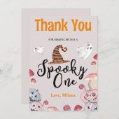 Halloween Spooky One Birthday Dank je wel Kaart (Voorkant / Achterkant)