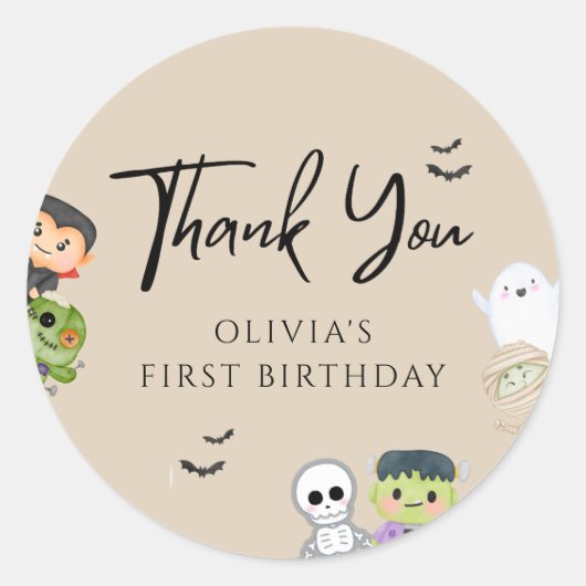 Halloween Spooky One Birthday Favoriet Gift Labels (Voorkant)