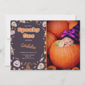 Halloween Spooky One Birthday Photo Invitation Kaart (Voorkant)
