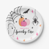 Halloween Spooky One Birthday roze pomkins Papieren Bordje (Voorkant)