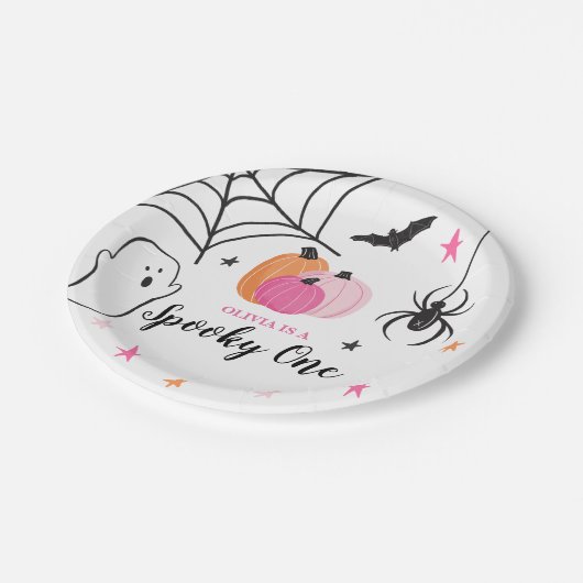 Halloween Spooky One Birthday roze pomkins Papieren Bordje (Gekanteld)