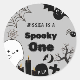 HAlloween Spooky One Eerste Verjaardagsfeest Ronde Sticker