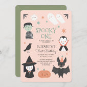 Halloween Spooky One First Birthday Invitation Kaart (Voorkant / Achterkant)