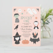Halloween Spooky One First Birthday Invitation Kaart (Staand voorkant)